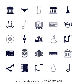 Vector  filled and outline icons such as shoe, female underwear, desk phone, piano, bell. editable classic icons for web and mobile.