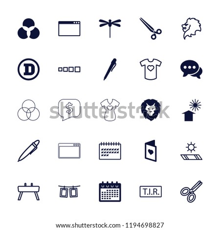 Vector filled and outline icons such as calendar, pen, chat, love card, lion, tir, loading. editable template icons for web and mobile.