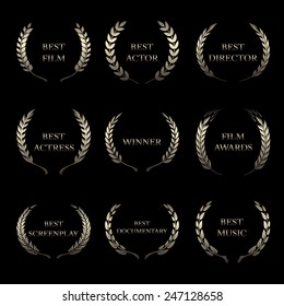 Vector Film Awards, award wreaths on black background 