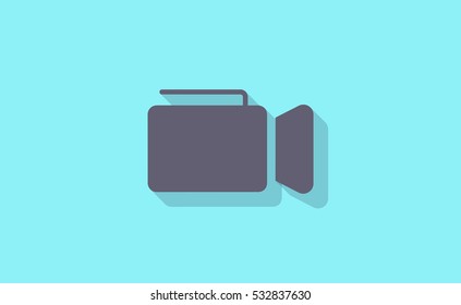 Vector film camera icon with long shadow