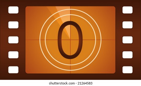 Vector film countdown. Number 0.