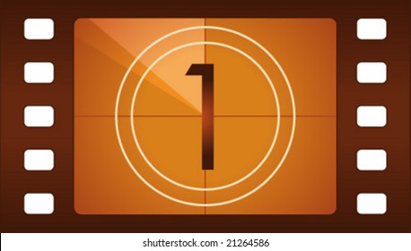 Vector film countdown. Number 1.