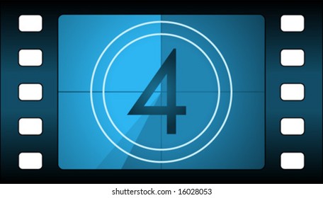 Vector film countdown. Number 4.