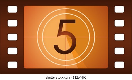 Vector film countdown. Number 5.