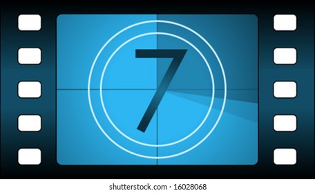 Vector film countdown. Number 7.