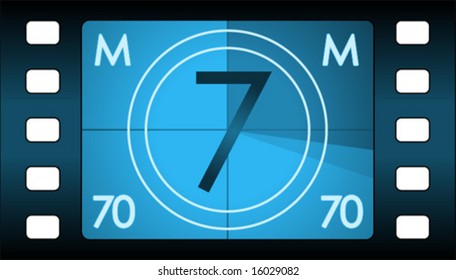 Vector film countdown. Number 7 alternative.