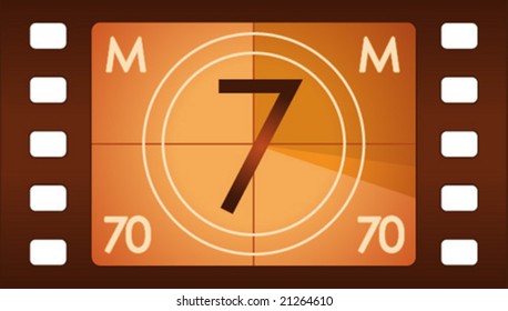 Vector film countdown. Number 7 alternative.