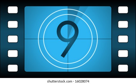 Vector film countdown. Number 9.