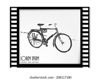 Vector Film Frame with Bicycles