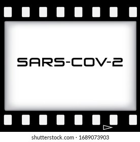 Vector film frame and information about novel coronavirus COVID-19. 
