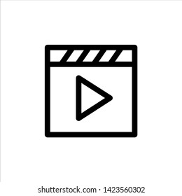 Vector film movie outline web icon. cinema black symbol with flat line style icon for web site design, logo, app, UI isolated on white background