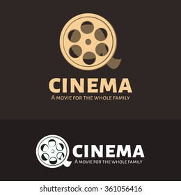 Vector film reel logo. Media business logotype.