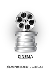 Vector film reel on stack of reels