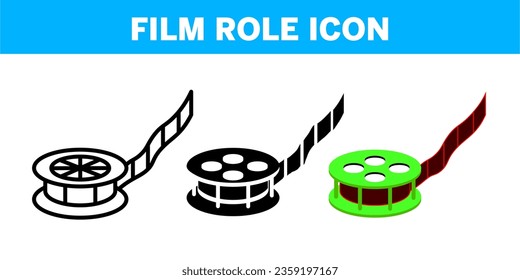 ICONO DE ROL DE CINE DE VECTOR EN VERSIÓN DE STROKE Y FILM Y COLOR