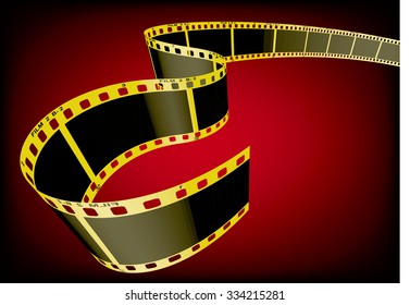 Vector film strip 3D (Gold)