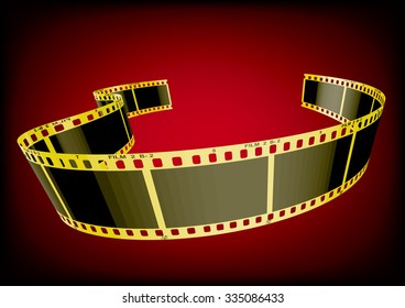 Vector film strip 3D (Gold)