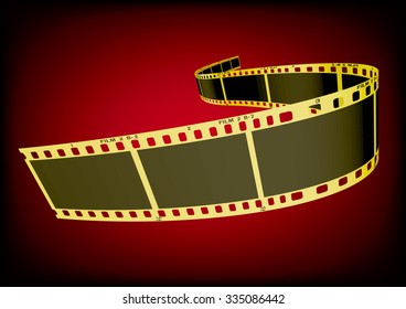 Vector film strip 3D (Gold)