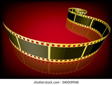 Vector film strip 3D (Gold)