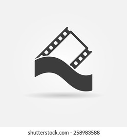 Vector film strip concept logo or icon - black symbol