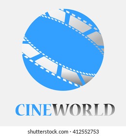 Vector film strip and earth logo, film strip symbol or icon, film strip illustration