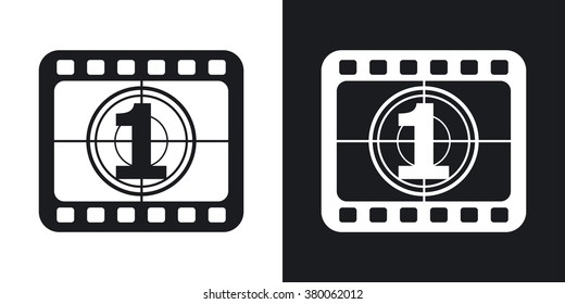 Vector film strip icon. Two-tone version on black and white background