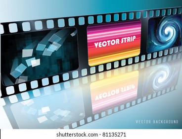 Vector Film Strip with picture and reflection