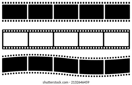 Vector film strip. Retro picture with black film strip. Old retro cinema movie tape.