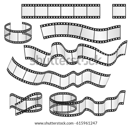 Vector film strip set. Film frames collection. Vector illustration.