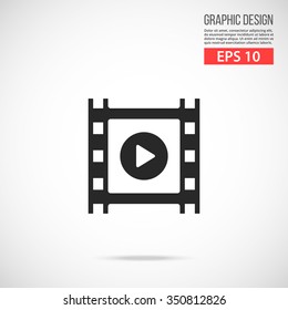 Vector film strip video frame icon. Black vector icon. Flat design vector illustration, concept for web banners, web and mobile applications, infographics. Vector icon isolated on gradient background