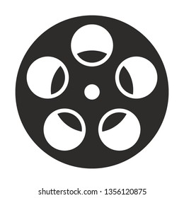 Vector film tape icon. Video reel monochrome flat symbol isolated. Film tape sign, logo illustration.