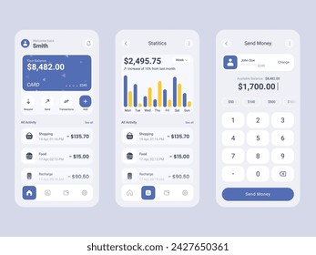 Vector Finance app mobile screens template fulll editable and vector (Light Mode)