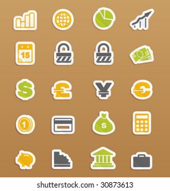 Vector finance icons on stickers