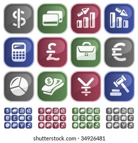 Vector: Finance sticky buttons - 4 color versions