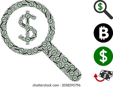 Vector financial audit fractal is designed with scattered fractal financial audit icons. Fractal composition from financial audit.