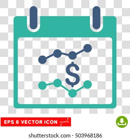 Vector Financial Charts Calendar Day EPS vector pictograph. Illustration style is flat iconic bicolor cobalt and cyan symbol on a transparent background.