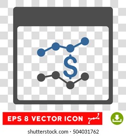 Vector Financial Charts Calendar Page EPS vector pictogram. Illustration style is flat iconic bicolor cobalt and gray symbol on a transparent background.