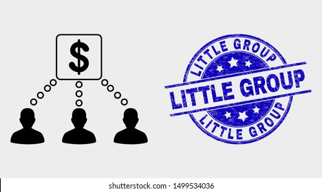 Vector financial clients links icon and Little Group seal stamp. Red rounded grunge seal stamp with Little Group text. Vector composition in flat style.
