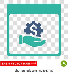 Vector Financial Development Hand Calendar Page EPS vector pictogram. Illustration style is flat iconic bicolor cobalt and cyan symbol on a transparent background.