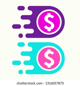 Vector financial dollar sign icon. American dollar in cyber-punk color. Dollar currency illustration in flat minimalism style.