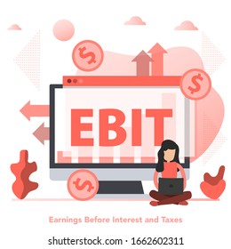 Vector financial flat horizontal banner of EBIT