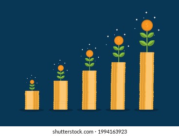 vector financial growth in abstract background, saving investment, goal achievement, success investment, saving investment concept, passive income, growth return