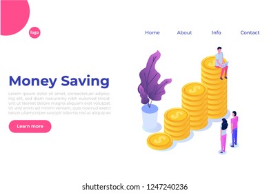 Vector financial growth concept with stacks of golden coins