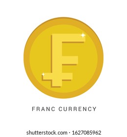 Vector financial icon gold coin with currency sign franc