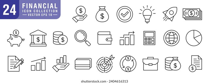 Vector of financial icon set, banking, business, payment, global market, savings, vector EPS 10.