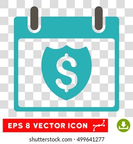 Vector Financial Shield Calendar Day EPS vector icon. Illustration style is flat iconic bicolor grey and cyan symbol on a transparent background.