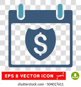 Vector Financial Shield Calendar Day EPS vector icon. Illustration style is flat iconic bicolor cyan and blue symbol on a transparent background.