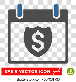 Vector Financial Shield Calendar Day EPS vector pictograph. Illustration style is flat iconic bicolor cobalt and gray symbol on a transparent background.