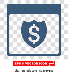 Vector Financial Shield Calendar Page EPS vector pictogram. Illustration style is flat iconic blue symbol on a transparent background.