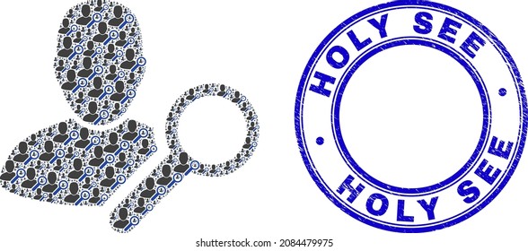 Vector find user icon composition is organized from random recursive find user items. Holy See unclean blue round stamp seal. Fractal mosaic from find user icon.