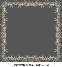Vector fine floral square frame. Decorative element for invitations and cards. Border element